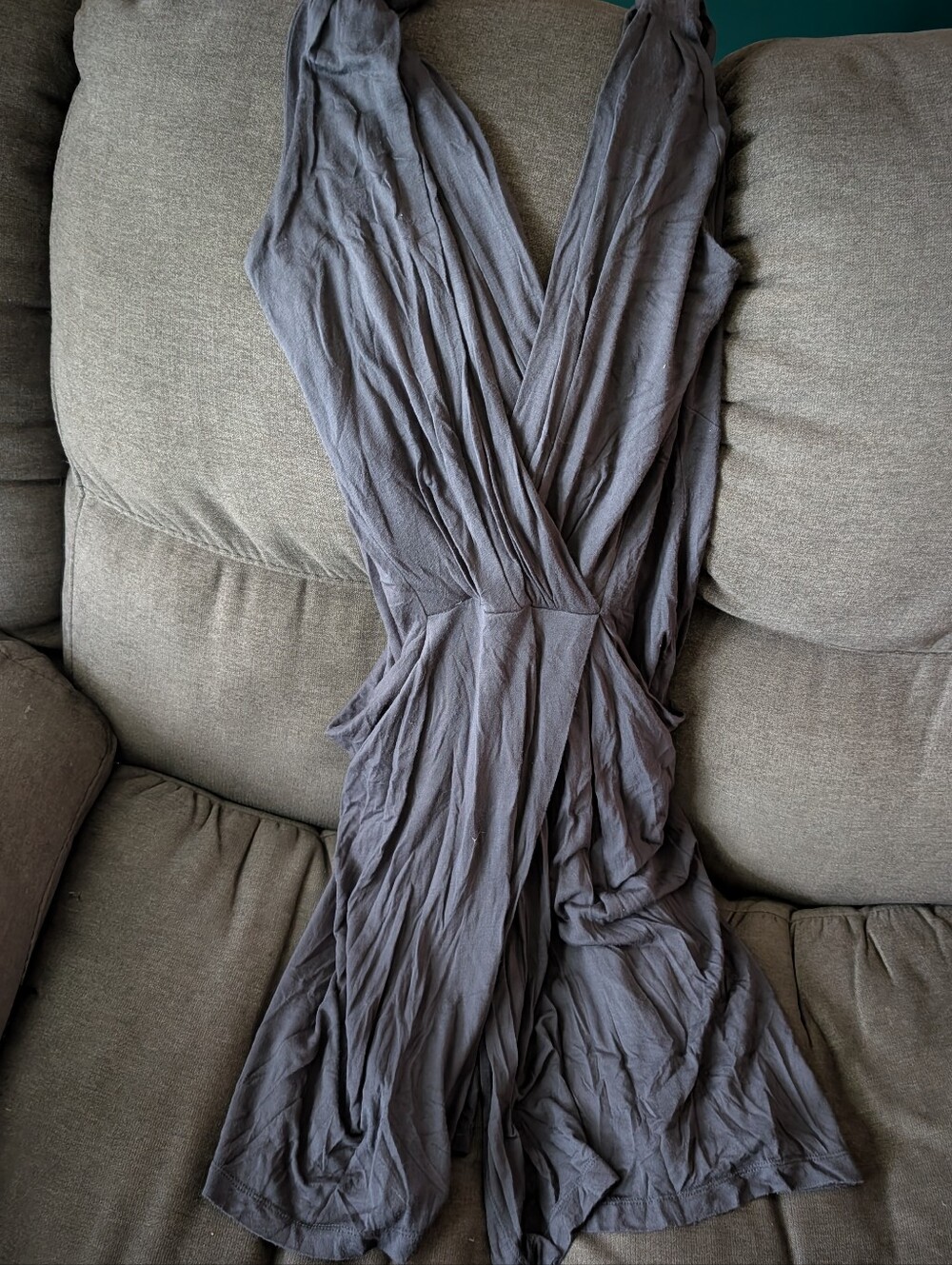 Mauve Deep V Wrap Beach Cover Gray